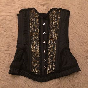 Black and Gold Lace Up Corset 22